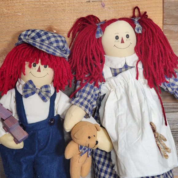 Raggedy Ann & Andy Shelf Sitting Raggedy Dolls  - Vintage Unicorn Industries - Picture 11 of 13